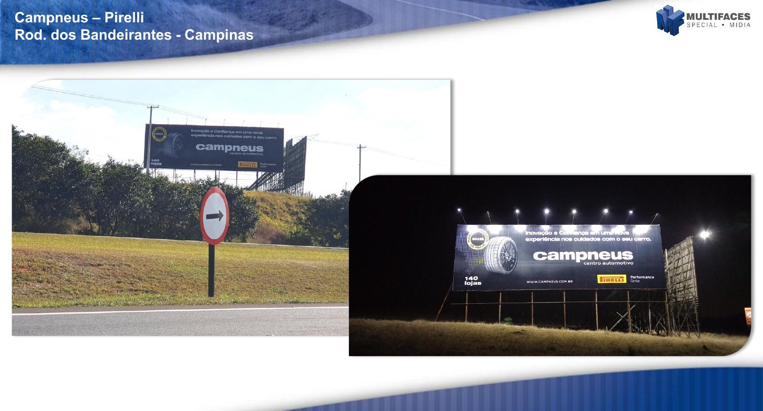 Página do portfólio com a campanha Campneus / Pirelli